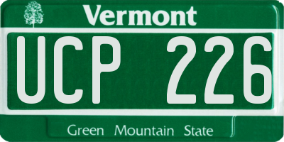 VT license plate UCP226