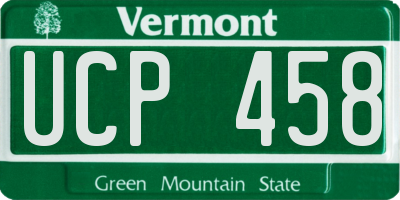 VT license plate UCP458