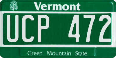 VT license plate UCP472