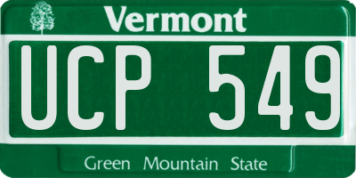 VT license plate UCP549