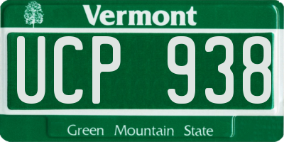 VT license plate UCP938