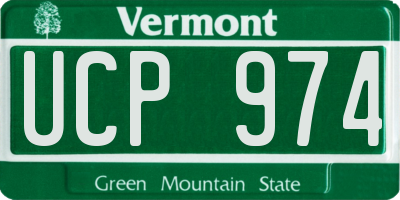 VT license plate UCP974