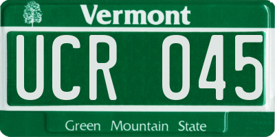 VT license plate UCR045