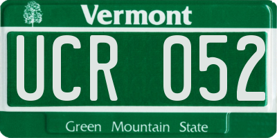 VT license plate UCR052