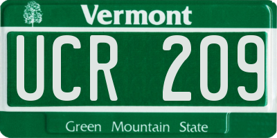 VT license plate UCR209
