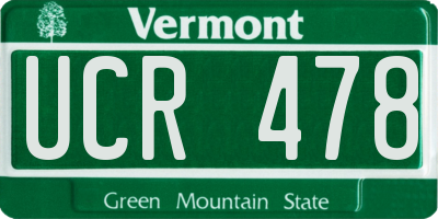 VT license plate UCR478