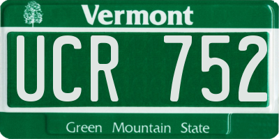 VT license plate UCR752