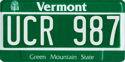 VT license plate UCR987