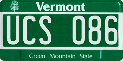 VT license plate UCS086