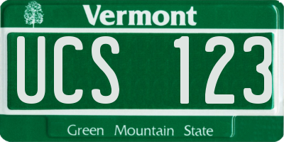VT license plate UCS123