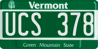 VT license plate UCS378