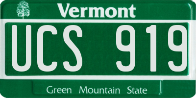 VT license plate UCS919