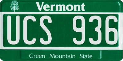 VT license plate UCS936