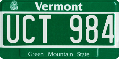VT license plate UCT984