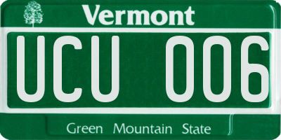 VT license plate UCU006