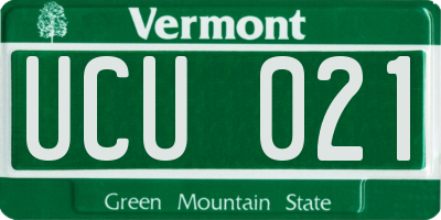 VT license plate UCU021