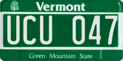 VT license plate UCU047