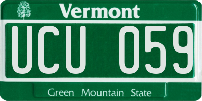 VT license plate UCU059