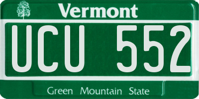 VT license plate UCU552
