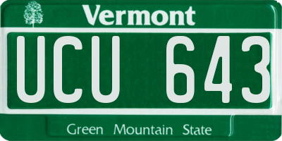 VT license plate UCU643