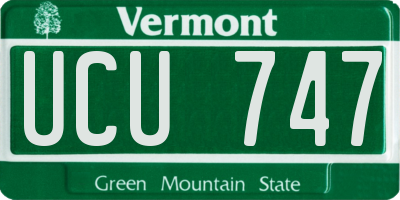 VT license plate UCU747