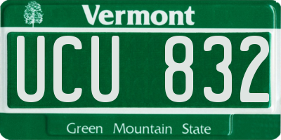 VT license plate UCU832