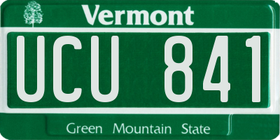VT license plate UCU841