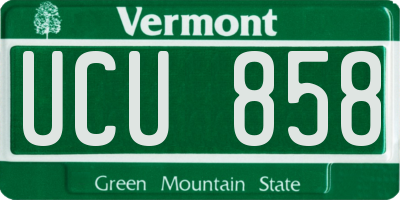 VT license plate UCU858