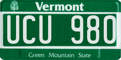 VT license plate UCU980