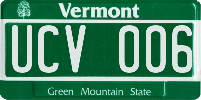 VT license plate UCV006