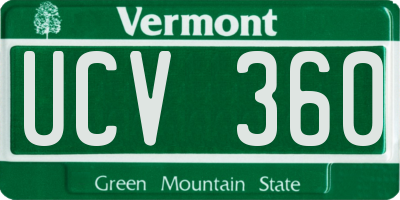 VT license plate UCV360