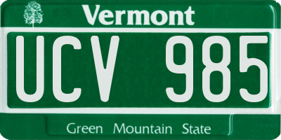 VT license plate UCV985