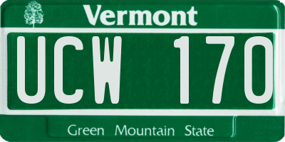 VT license plate UCW170