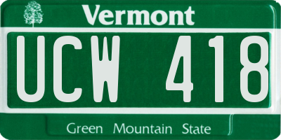 VT license plate UCW418