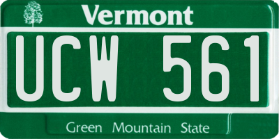 VT license plate UCW561