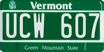 VT license plate UCW607
