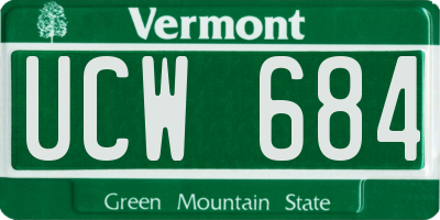 VT license plate UCW684