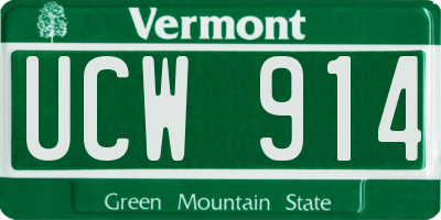 VT license plate UCW914