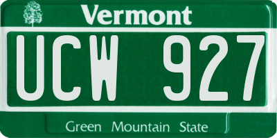 VT license plate UCW927