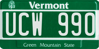 VT license plate UCW990