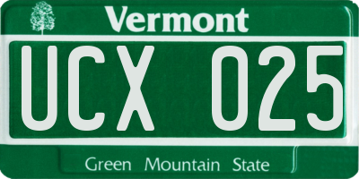 VT license plate UCX025