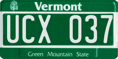 VT license plate UCX037