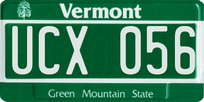 VT license plate UCX056