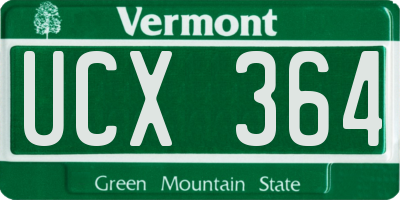 VT license plate UCX364