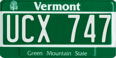 VT license plate UCX747