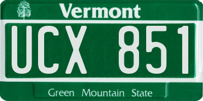 VT license plate UCX851
