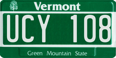 VT license plate UCY108