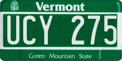 VT license plate UCY275