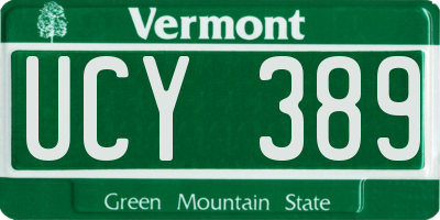 VT license plate UCY389