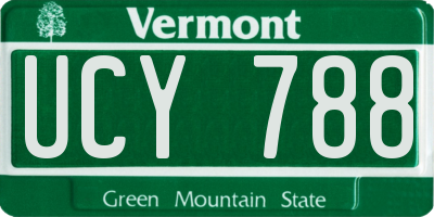 VT license plate UCY788